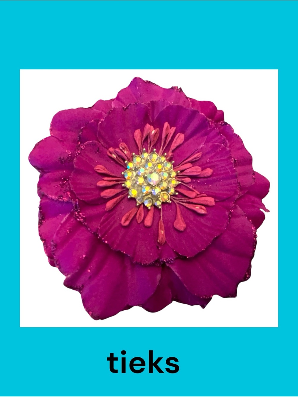 Tieks Magenta Layered Floral Topper with Rhinestone Center